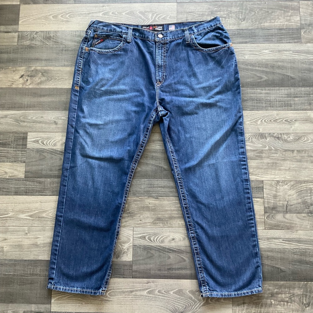 44x32 Ariat FR M3 Loose Straight Leg Jeans Men’s Blue Basic Stackable 10014449